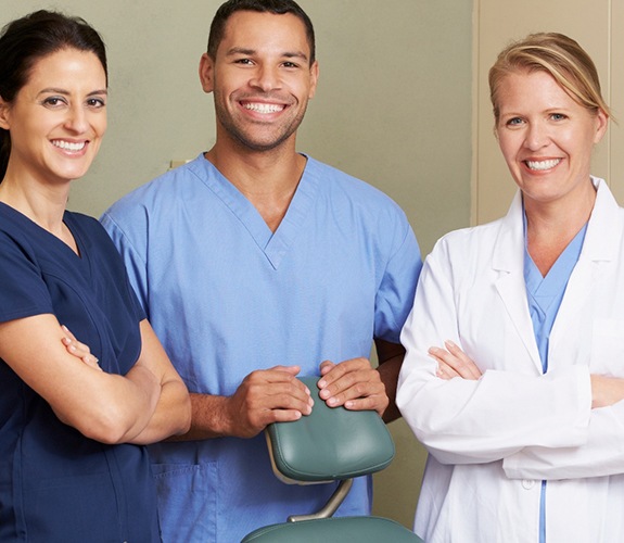 Dental team smiling