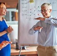 Woman presenting at work 