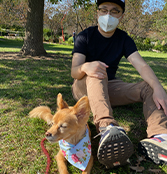 Dr. Liang with dog