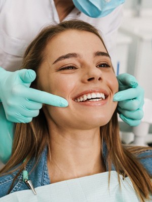 Woman smiling at the dentist