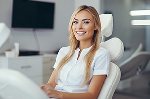 Woman smiling after receiving nitrous oxide