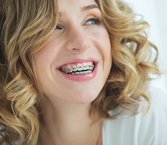 Woman wearing braces in Aurora