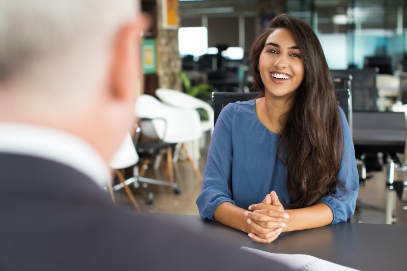 woman smiling for a job interview
